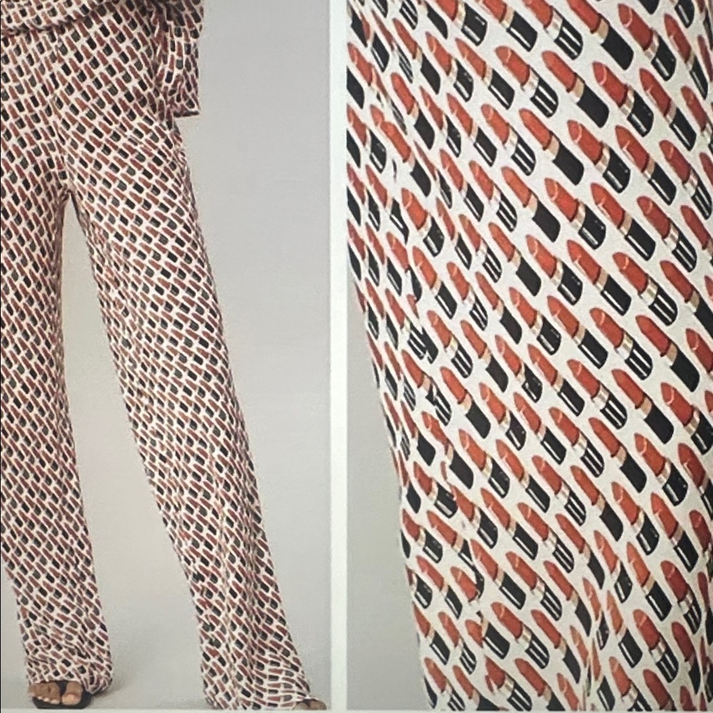 Anthropologie The Tilda Pants: Lipstick Print in  Size Small Tall - Picture 2 of 7